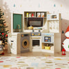 Corner kitchen toy set in off-white with lights, sounds, and pull-out trash can for imaginative play and organization.