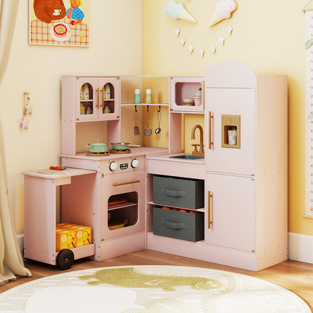 Corner Kitchen with Lights and Sounds for Kids Ages 3+-Pink - Gallery View 1 of 12