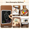 Corner play kitchen features a chalkboard, microwave, and washing machine for interactive play and creativity.