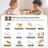 22-piece accessory set for the Corner Play Kitchen, including utensils, food items, and cooking tools for imaginative.