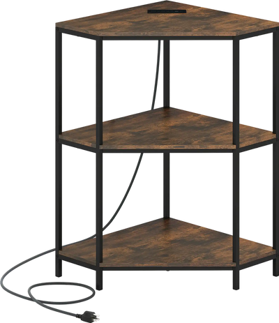 Costway 3-Tier Corner Printer Stand Shelf with Charging Station Metal Frame 83217657 New