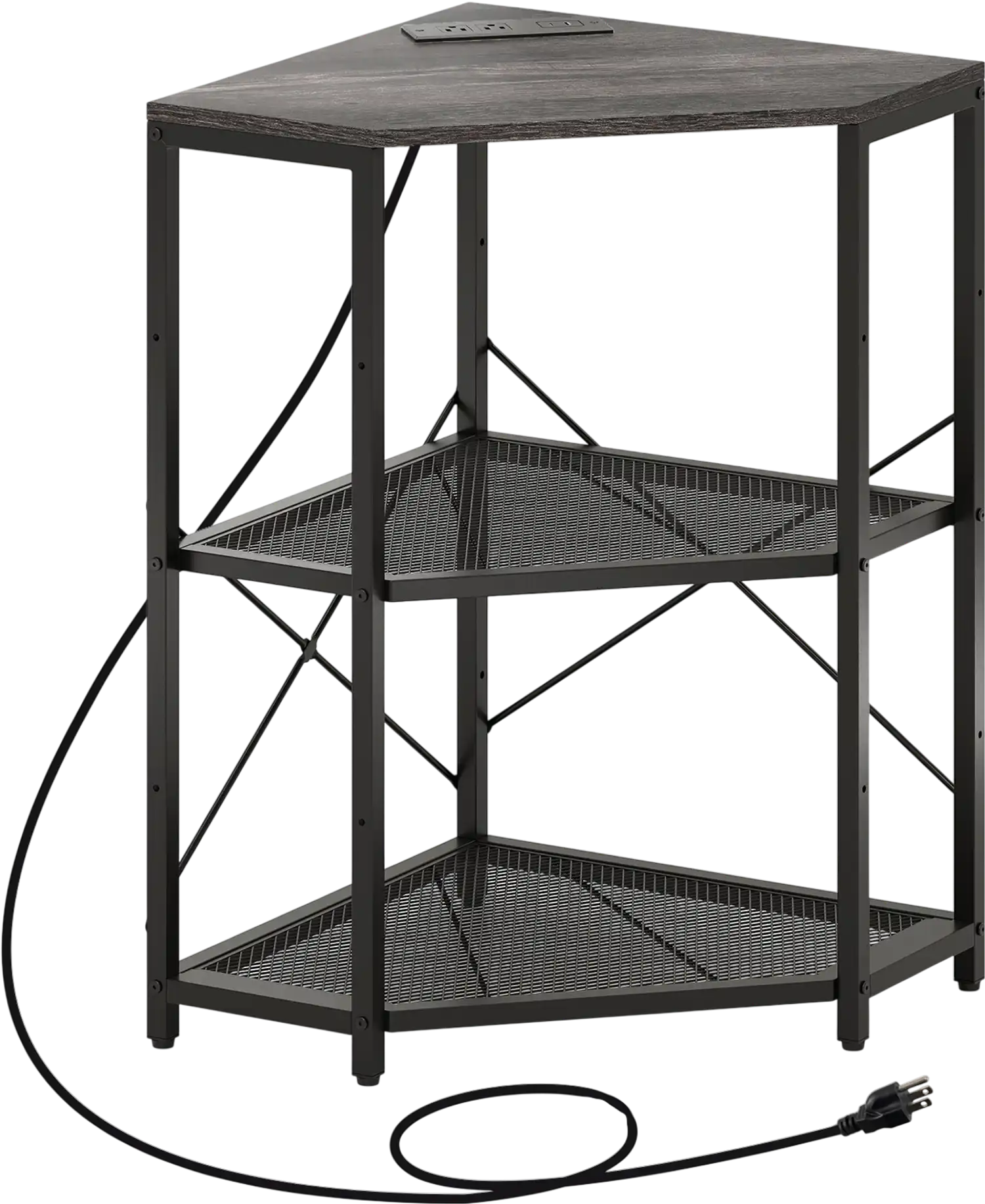 Costway Corner Printer Stand Power Outlet 3-Tier Adjustable Shelf 581762943 New
