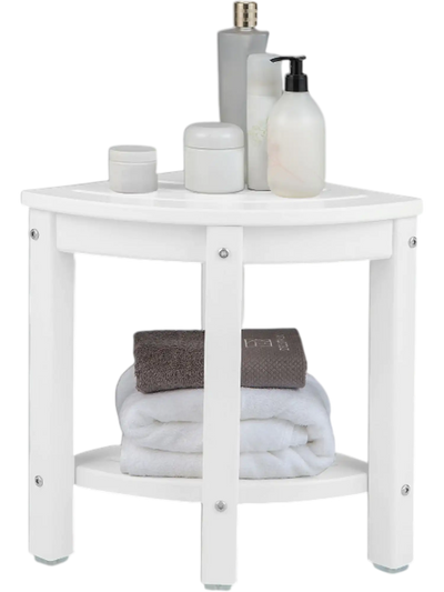 Costway Heavy Duty Corner Shower Bench Stool w/ Storage Shelf White 13975482 New