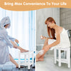 Heavy-duty white corner shower bench stool with storage shelf, ideal for shaving legs and providing extra bathroom.