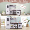 Corner Toy Kitchen Set in dark brown with interactive features, light, sounds, and modular design for imaginative play.