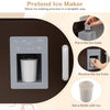 Pretend ice maker feature with ice cube insertion and collection in the Corner Wooden Play Kitchen set for imaginative.
