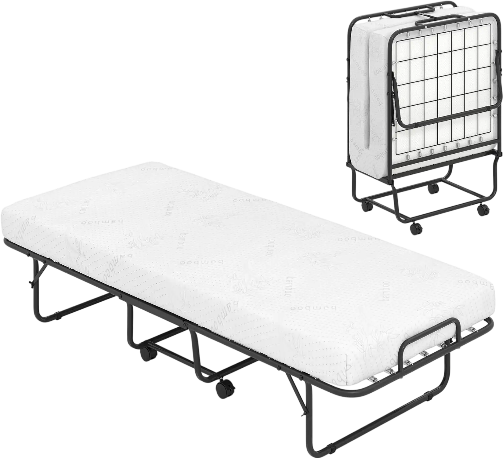 Costway Cot Size Folding Bed Frame Memory Foam Mattress Metal Frame 975814632 New