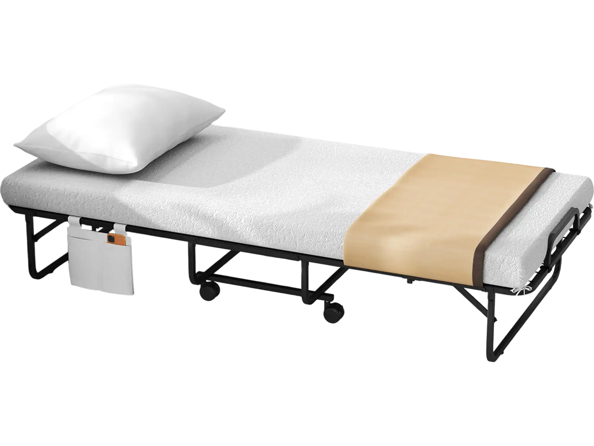 Costway Narrow Twin Rollaway Folding Bed w/ Pillow & Side Pocket 76506493 New