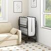 Narrow twin rollaway bed with memory foam mattress, side organizer pocket, and compact design for easy storage.