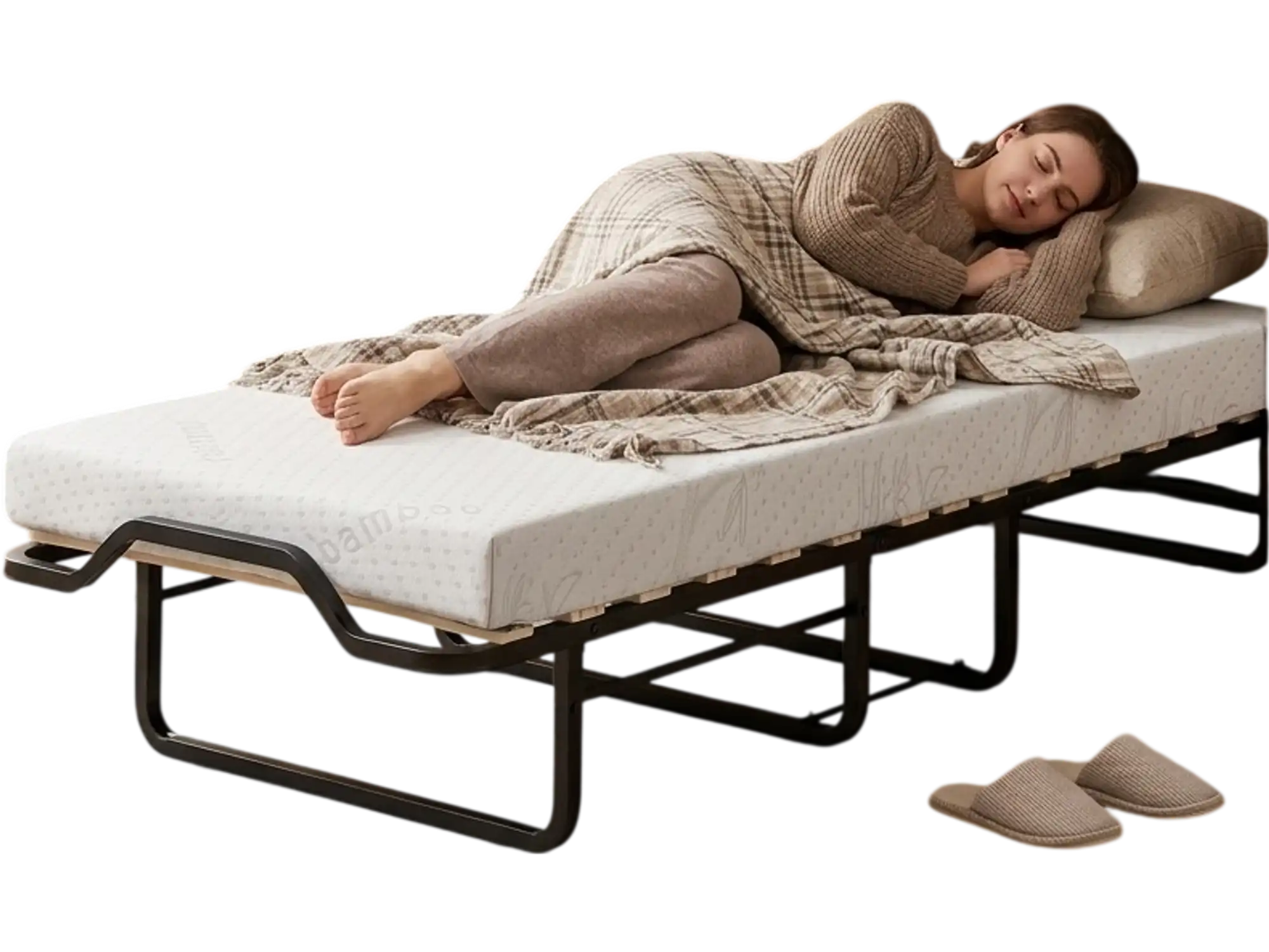 Costway Murphy Cabinet Folding Bed Cot with Wheels 16844151 New