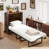 Cot Size Murphy Bed with Foldable Bed and Lockable Wheels-Rustic Brown - Gallery View 1 of 10