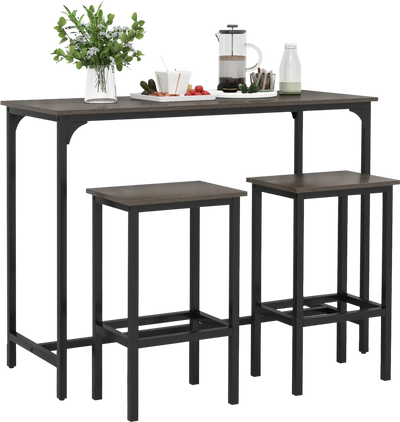 Costway 3-Piece Industrial Counter-Height Dining Table & 2 Bar Stools Set 47.5