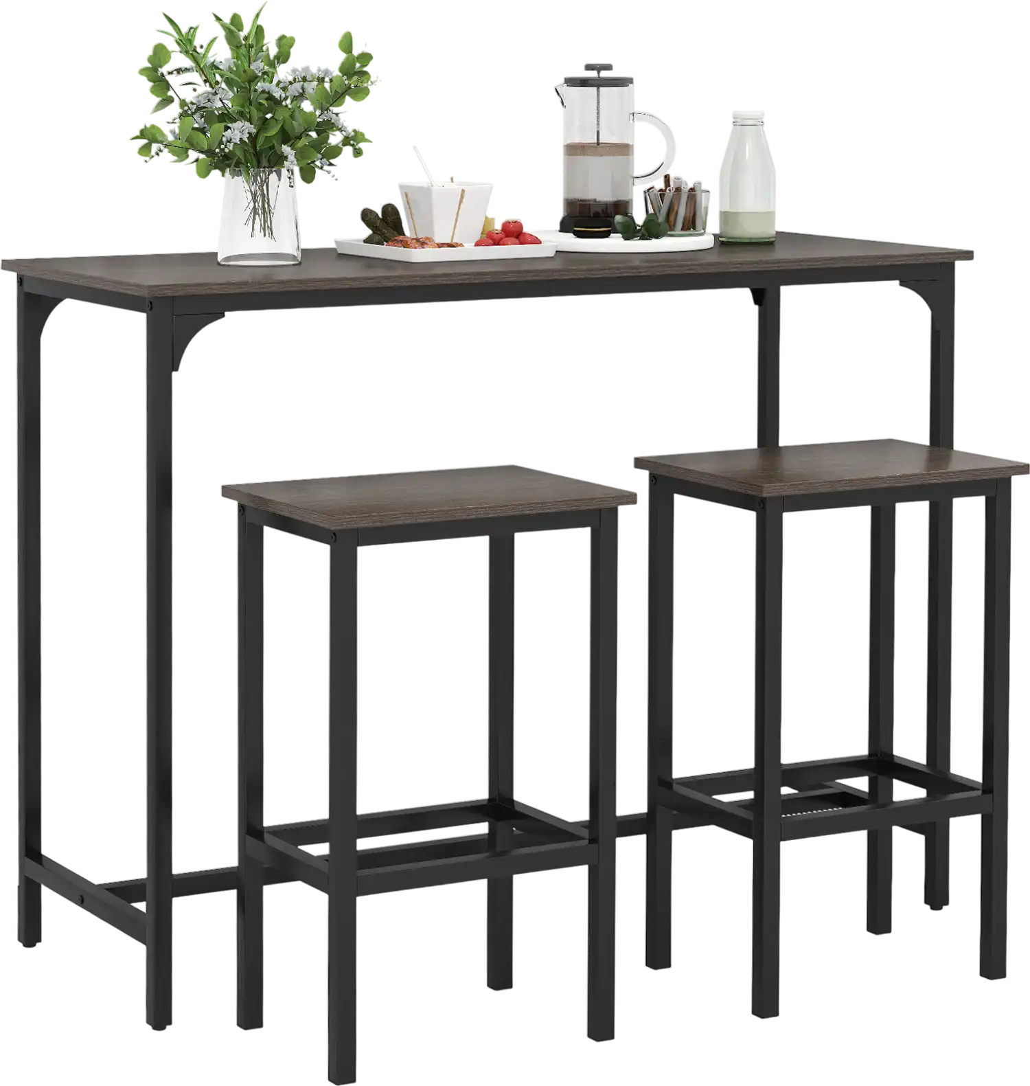 Costway 3-Piece Industrial Counter-Height Dining Set Table & 2 Bar Stools 241937658 New