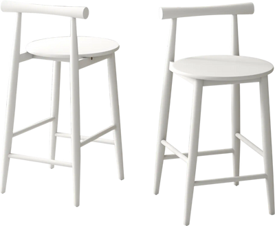 Costway Counter Height Bar Chair Set Acacia Wood Frame White 48163759 New