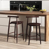 Counter Height Bar Chair Set with Acacia Wood Frame and Supporting Legs-Brown - Gallery View 1 of 9
