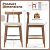 Counter height bar stool with curved back, solid wood, and breathable fabric for kitchen islands or home bars.