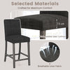 Counter height bar stool with gray breathable linen fabric, thick-padded seat cushion, and ergonomic backrest for.