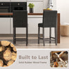 Counter height bar stools set of 2 in gray with solid rubber wood frame, ergonomic backrest, and footrest for comfort.