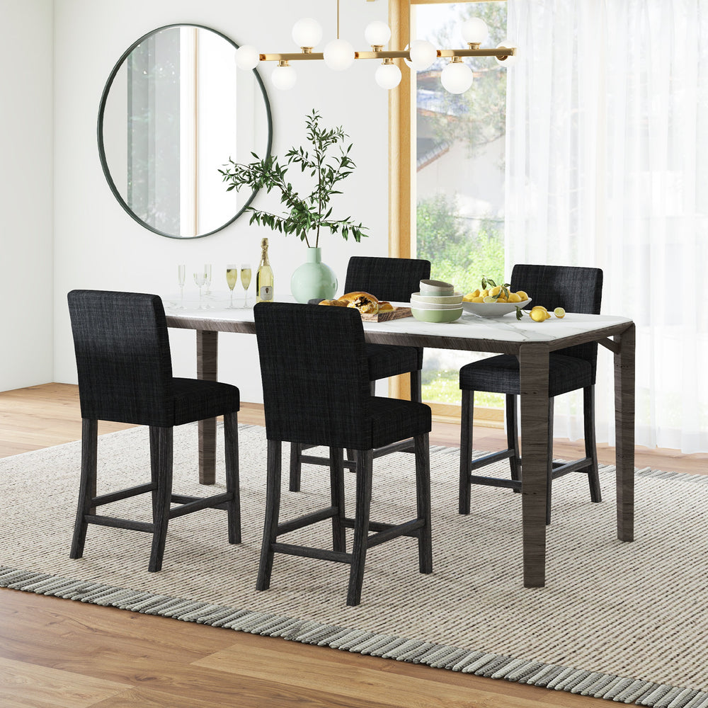 Counter height bar stools set of 2 in gray with padded seats and backrests, perfect for dining or kitchen use.