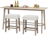 Modern counter height bar stools set of 2 with rubber wood legs and plush sherpa fabric, ideal for kitchen or dining.