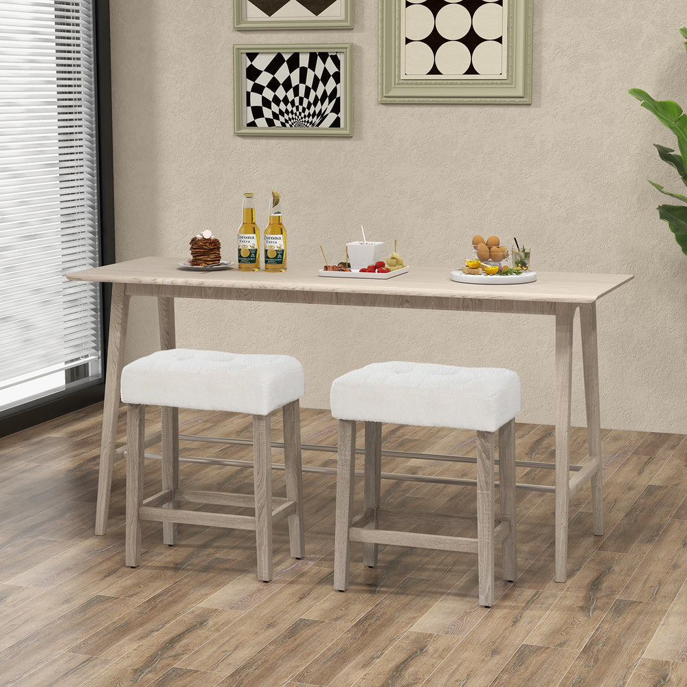 Modern Counter Height Bar Stools Set of 2 with Rubber Wood Legs-White and Gray - Gallery View 1 of 10