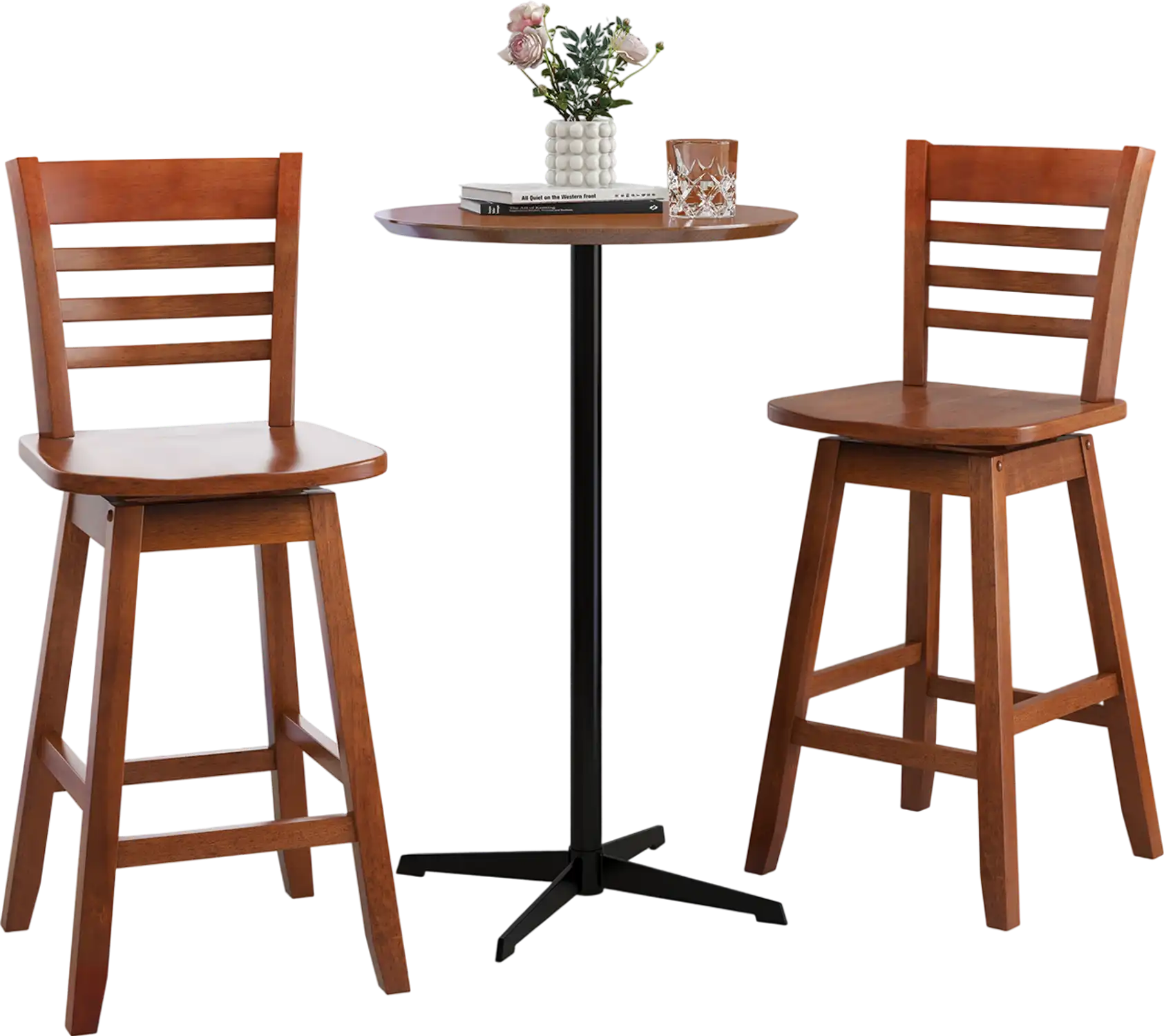 Costway Counter Height Bar Stools Set of 2 w/ Footrest Walnut 86541932 New