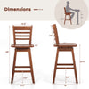 Counter height barstool dimensions with contoured seat and sturdy footrest in walnut finish for kitchen island use.