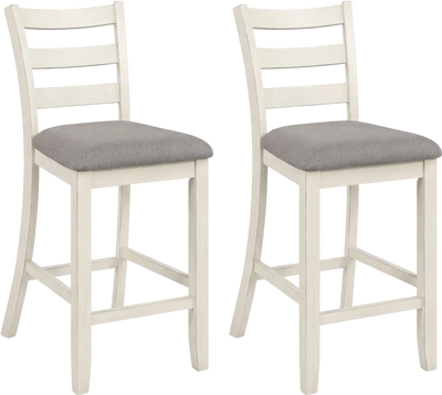 Costway Set of 2 Upholstered Counter Height Bar Stools Padded Seat 13548360 New