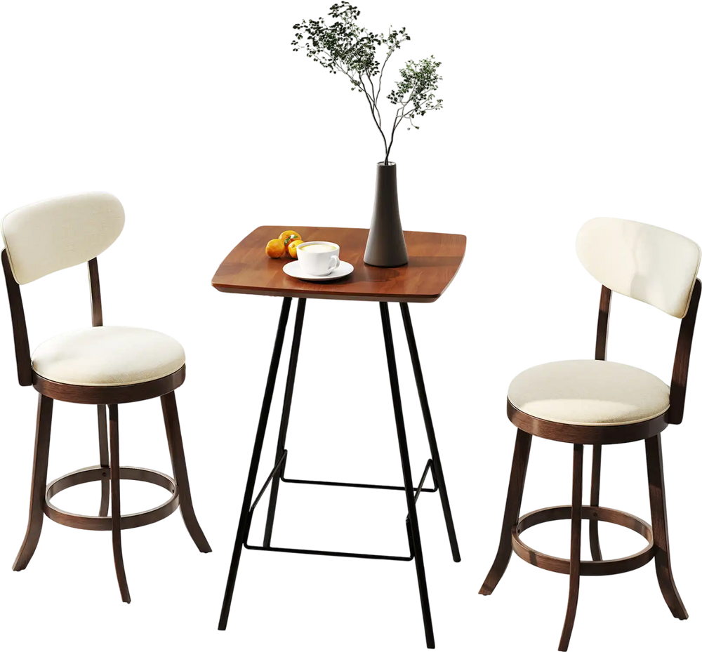 Counter height chairs set of 2 with padded seats and backrests in brown, ideal for dining or kitchen use.