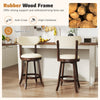Set of 2 brown counter height chairs with padded seats and rubber wood frame, ideal for kitchen or dining room use.