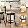 Counter height chair with curved backrest and padded seat in brown, ideal for dining or kitchen use.
