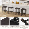 Brown 24-inch bar stools with padded seats, tufted buttons, and anti-slip foot pads for kitchen or dining areas.