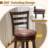 Counter height swivel barstool with faux leather seat and ergonomic backrest, ideal for kitchen islands or pub areas.