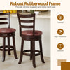 Counter height swivel barstools set of 2 with faux leather seats and rubberwood frame, ideal for kitchen islands.