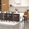 Single counter height swivel barstool featuring a faux leather seat and sturdy rubberwood frame, perfect for kitchen.