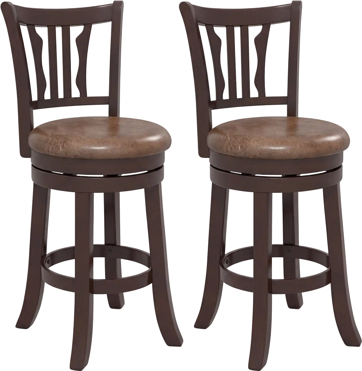 Costway Counter Height Swivel Bar Stools Set of 2 w/ Back Solid Rubber Frame 26952318 New