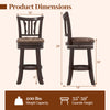Counter height swivel bar stool dimensions showing 360° swivel, solid rubber frame, and 16" round seat for kitchen use.