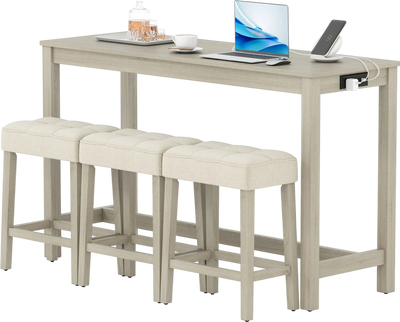 Costway Counter Height Breakfast Nook Bar Table 3 Stools Set 11571338 New