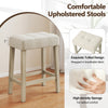 Comfortable upholstered stool with tufted design and solid rubber wood legs, perfect for the gray breakfast nook bar.
