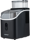 Countertop ice maker in black with external tank, 34 lbs/24H capacity, and 13 adjustable ice thickness levels.