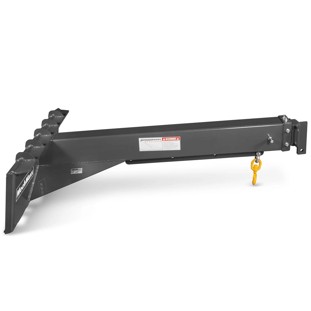 Adjustable Skid Steer Crane Jib Attachment, Manual Telescopic Manual Telescoping 6 FT - 10 FT, 5000 lbs Max Capacity, SSCJ50