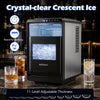 Crescent ice maker in black produces 26 lbs of crystal-clear ice daily with adjustable thickness for various drinks.