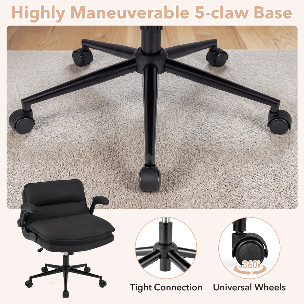 Highly maneuverable 5-claw base with universal wheels for the Criss Cross Chair on Wheels, ideal for home office use.