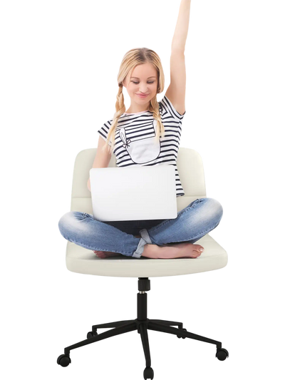 Costway Height-Adjustable Armless Desk Chair w/ Wheels Beige 95243861 New