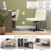 Beige PU leather upholstered office chair with oversized U-shaped seat, designed for home office and space-saving use.