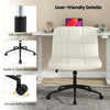 Height-adjustable armless desk chair in beige with a stable metal base, smooth rolling casters, and ergonomic design.