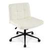 Height-adjustable armless desk chair in beige with a supportive U-shaped cushion and smooth-rolling casters for home.