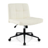 Height-adjustable armless desk chair in beige with a supportive U-shaped cushion and smooth-rolling wheels for home.