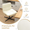 Beige PU leather upholstered office chair with oversized U-shaped seat, height adjustment, and swivel function for home.