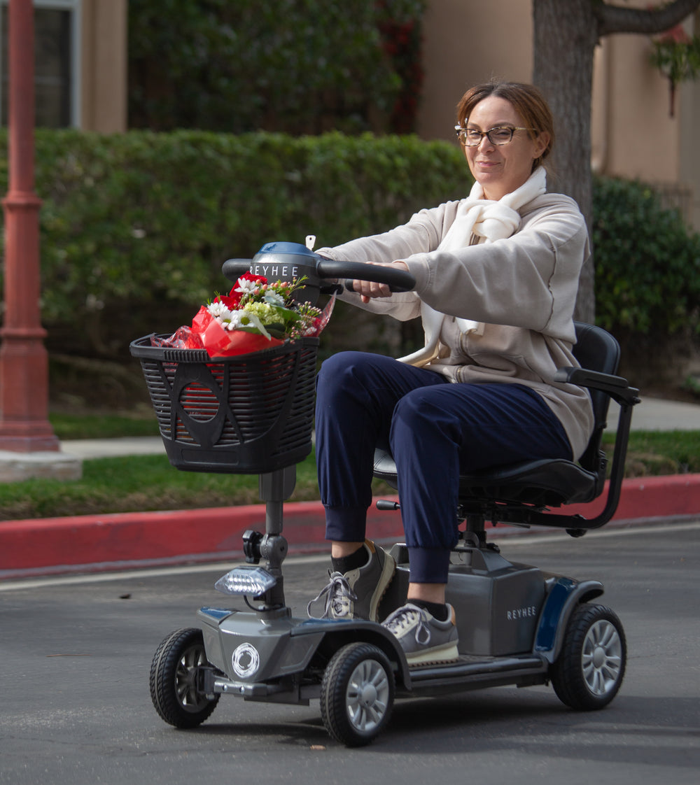 Reyhee Cruiser Electric Mobility Scooter 4 Wheel 24V 180W 3.75 MPH 15 Mile Range New